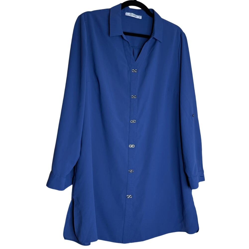 Duses Tunic Dress Womens 48 US 14 / 16 Blue Lagenlook Preppy Nautical Minimalist